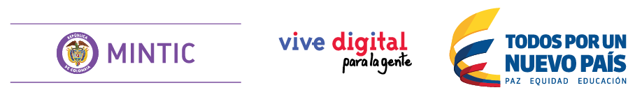 Logos: MinTic - Vive Digital - Todos por un nuevo Pas