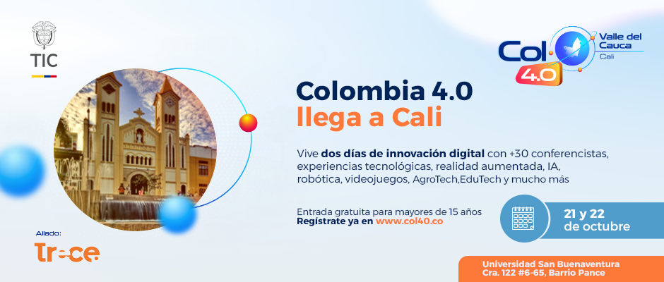 Imagen diseñada invitando a Colombia 4.0 Valle del Cauca