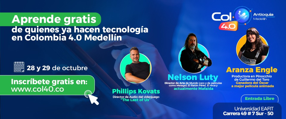 Imagen diseñada invitando a Col40 Antioquia con algunos de los speakers Imagen diseñada invitando a Col40 Antioquia con algunos de los speakers